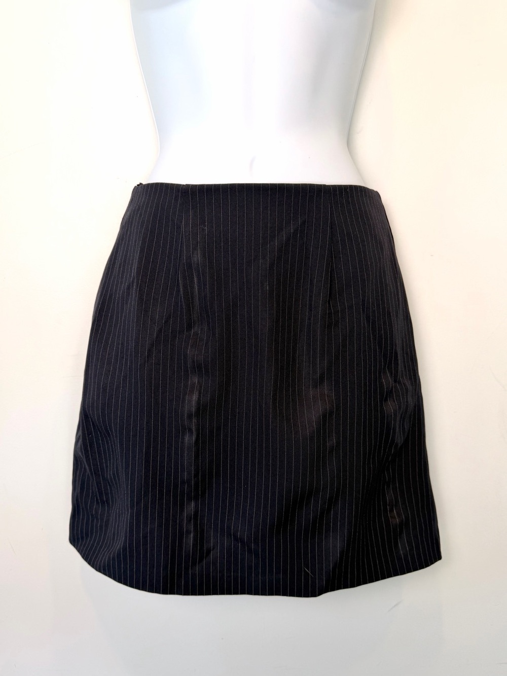 Vintage City Triangles Navy Pinstripe Mini Skirt Y2K Office Career Preppy S